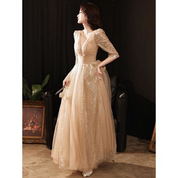 高端晚禮服裙女2025新款宴會氣質高檔生日輕奢名媛主持人長款秋季