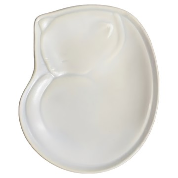 佐和陶瓷 白茶 日本制  17.5 x 14.5 x 1.5cm  貓型  1個