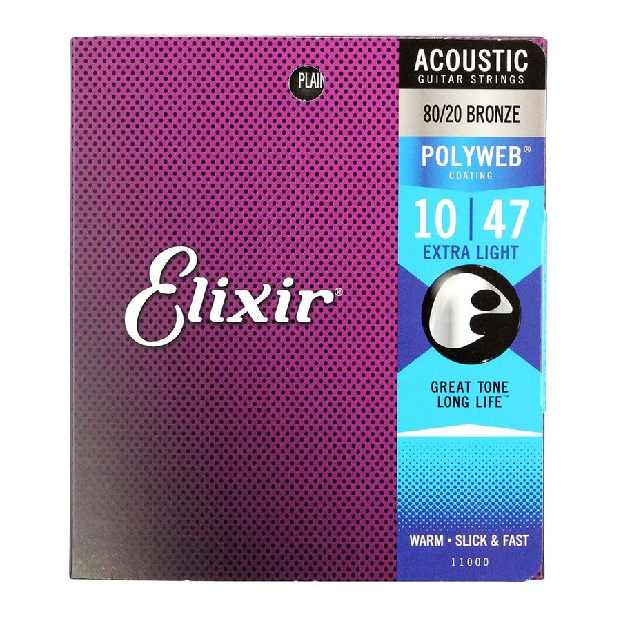 エリクサー ELIXIR 11000 ACOUSTIC POLYWEB Extra Light 10-47 アコースティックギター弦×6SET