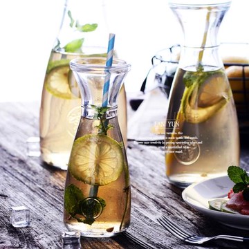 土耳其進口加厚無鉛玻璃冷水壺 果汁壺牛奶瓶飲料瓶茶瓶花瓶 復古