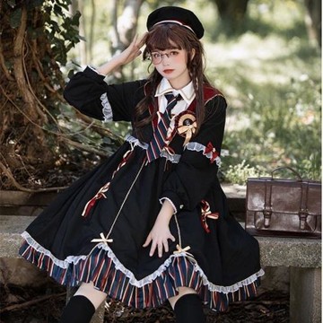 現貨正版魔法少女lolita小女巫煉金黑暗系洛麗塔連衣裙套裝op洋裝