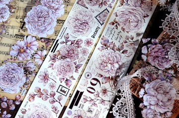 是花 復古奧斯汀月季 PET 和紙膠帶