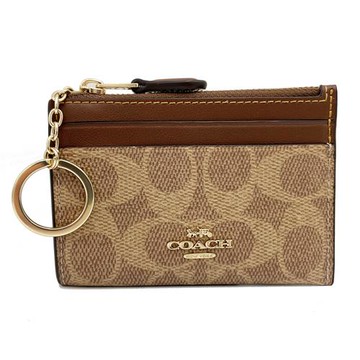 【COACH】C LOGO悠遊卡片鑰匙零錢包(咖)