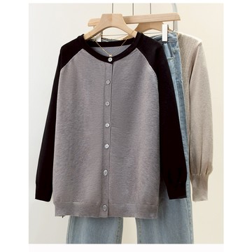 長袖針織外套遮臀長版細針織外套60-85公斤可穿