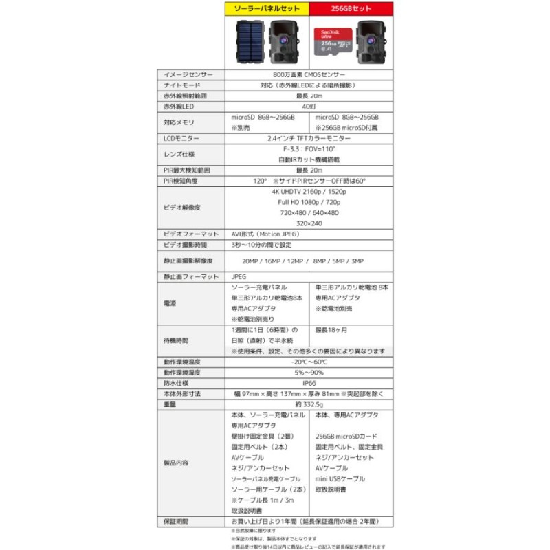 防犯カメラ セット 屋外 家庭用 トレイルカメラ 小型 野外 動物