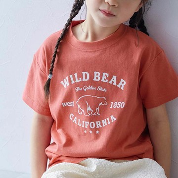 日本 devirock - 純棉定番短袖上衣-加州野熊-胡蘿蔔橘