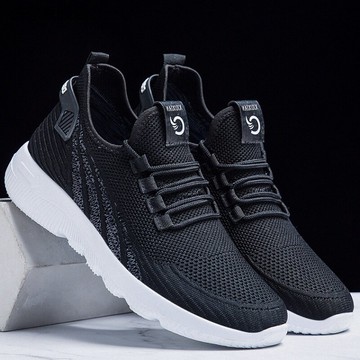 運動鞋秋季新款飛織休閑單鞋舒適韓版系帶跑步鞋軟底男鞋潮