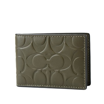 COACH 男款 內雕LOGO證件/名片夾-綠色