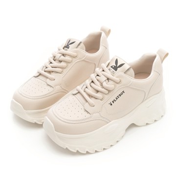 PLAYBOY 玩樂Plus真皮美腿厚底老爹鞋-PY1070杏