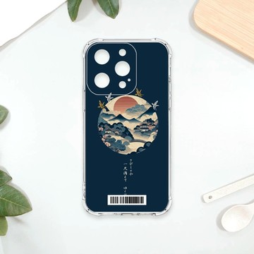 TRON IPhone 15 PRO 圓形復古山水畫系列 四角防摔載具殼 軟殼 手機殼