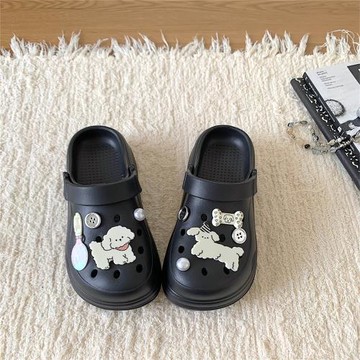 大發少女可愛軟萌小狗洞洞鞋女2026新款厚底eva一體防滑沙灘涼鞋