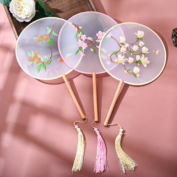 「節慶手工DIY」刺繡團扇古風女旗袍漢服舞蹈專用扇風非遺成人兒童手持小圓扇