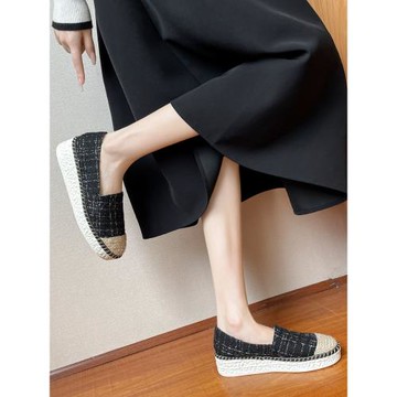 小香風漁夫鞋女網紅編制厚底坡跟單鞋2026新款春季休閑百搭樂福鞋