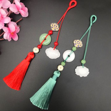 旗袍壓襟掛件 平安扣蓮花 復古中式棉麻配飾 漢服壓襟流蘇掛件