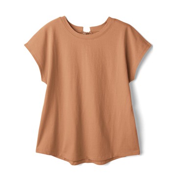 日本 GRL - 背後綁帶清爽圓領法式袖上衣-橘 (F)