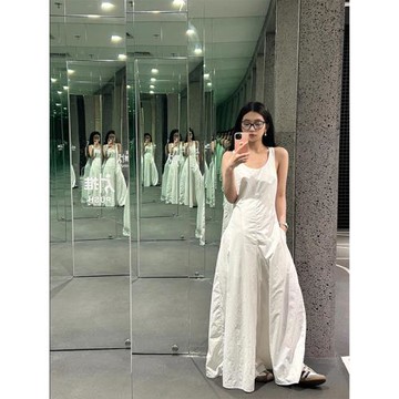 (免運)Crazy Ladys 純欲辣妹工字背心運動連衣裙女夏季純色圓領無袖長裙