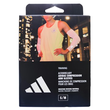 ADIDAS 吸濕排汗壓縮袖套 白色 S/M 運動訓練  1雙