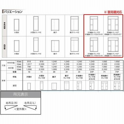 玄関ドア リクシル クリエラR 10型 親子 ランマ無 内付/半外付け型