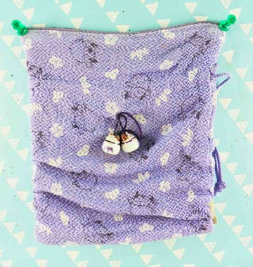 【震撼精品百貨】招財貓 招き猫 束口袋-紫(2貓) 震撼日式精品百貨
