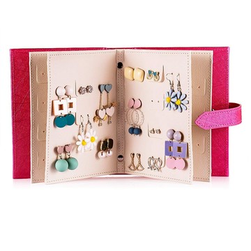 PORA BELLA 耳飾皮革L940首飾本  桃紅色