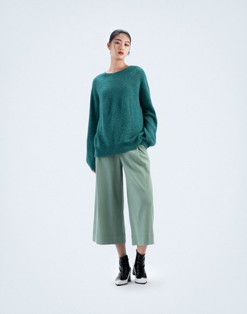 UUIN_綠華夫格拉鍊裝飾褲