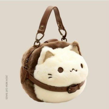喵的勒 可愛貓咪包包 可斜背 可手提 絨毛貓咪包包 手提包 斜背包 手拿包 零錢包 鑰匙包 貓咪包