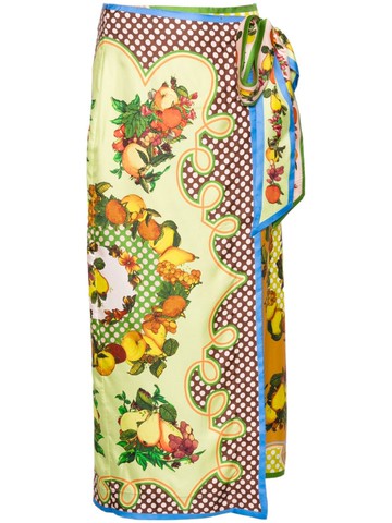 ALEMAIS - Lemonis silk midi skirt - women - Cotton/Silk - 8 - Orange