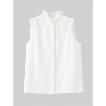 大洪官方嚴選店疊穿神器荷葉領內搭無袖條紋襯衫百搭背心打底衫女