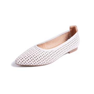 KOKKO編織鏤空柔軟羊皮包鞋白色