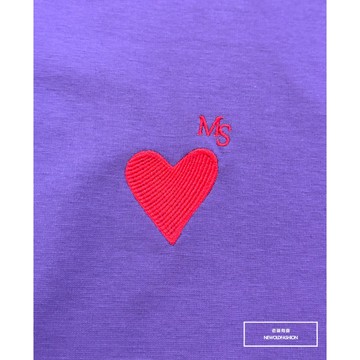 『老爺有喜』重磅MS刺繡愛心短T(NOF2405S6004)-紫