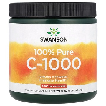 Swanson Vitamins, 純 C-1000，維生素 C 粉，16 盎司（454 克）