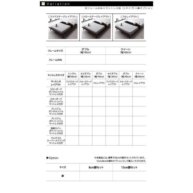 すのこベッド ダブルベッド 国産カバーポケットコイルマットレス付き