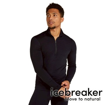 【icebreaker】男天絲半開襟長袖上衣『黑』0A575K 戶外 露營 登山 健行 休閒 時尚 保暖 吸濕排汗 長袖 上衣