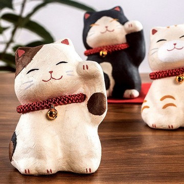 日本進口京都手作龍虎堂招財貓和紙手工擺件招福貓咪車載桌面擺飾
