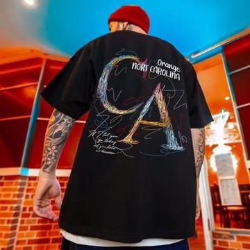 美式復古夏季潮牌嘻哈半袖寬松加肥加大碼oversize國潮短袖t恤男