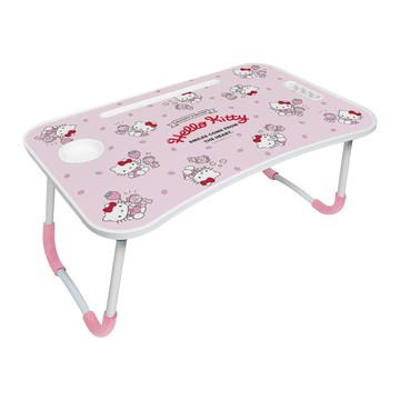 收納王妃 - 三麗鷗Sanrio【KT滿版】摺疊床上桌 懶人桌 小桌子 附杯架 摺疊桌