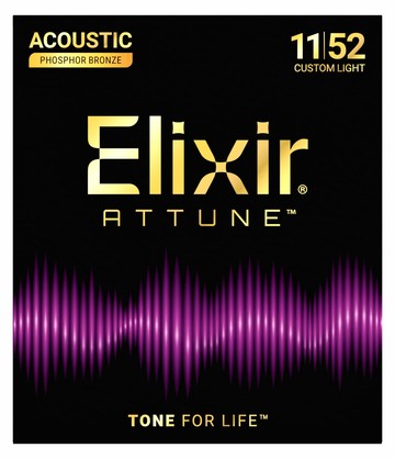 Elixir 21027 ATTUNE 磷青銅 Custom Light 11-52 革命性手感防鏽 民謠吉他弦
