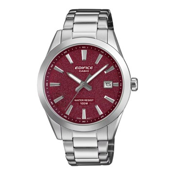 【CASIO 卡西歐】EDIFICE 精緻耀眼 紋理錶盤 酒紅 EFV-160D-4AV_40mm