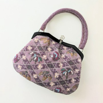 復古 珠飾包 紫色 花菱 吉祥圖案 派對包 宴會包 手工ビーズ刺繡（串珠刺繡）復古風