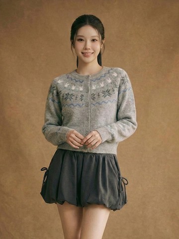 兔子雪花排釦毛織外套