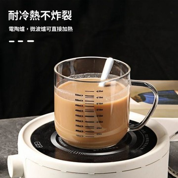 🥇可開統編💎高硼硅刻度玻璃杯微波爐可加熱牛奶杯子早餐衝奶粉杯馬克杯咖啡杯