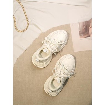 白色老爹鞋女鞋冬季加絨2025新款復古休閑鞋增高顯瘦顯腳小運動鞋