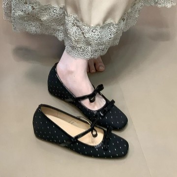 爆款直降價 小皮鞋 瑪莉珍鞋 芭蕾舞鞋 樂福鞋 內增高版~復古滿天星鉚釘芭蕾舞單鞋女春秋一字扣帶淺口瑪麗珍鞋