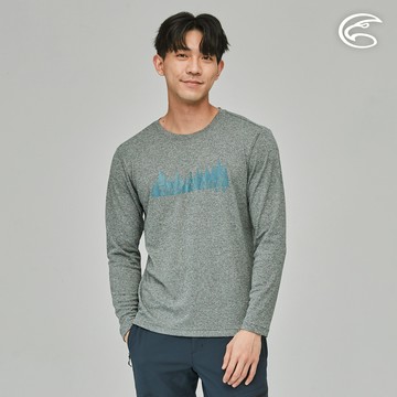 ADISI 男圓領涼感智能纖維速乾長袖圖T AL2311045 (S-2XL) 雙色炭灰｜城市綠洲