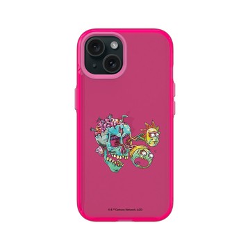 iPhone 15 Clear 粉漾桃 - 瑞克和莫蒂 Rick and Morty - 骷顱頭攻擊