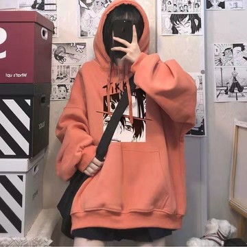 【XL-8XL大尺碼】👩帽T 大學T 長袖大學t 可愛帽t  可愛帽t Y2K動漫少女風【加絨/薄款】ins超火校園風