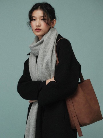 Premium Leather Bucket Bag [Brown]