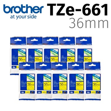 【10入組】brother 原廠護貝標籤帶 TZe-661 (黃底黑字 36mm)