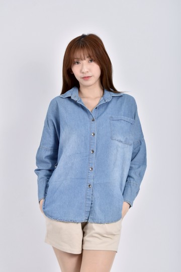 加購優惠(XL) 丹寧牛仔藍色長袖上衣