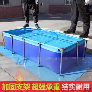 帆布池 魚池 折疊加厚帶支架 塑料組裝水池 庭院養魚池防水布養殖水箱